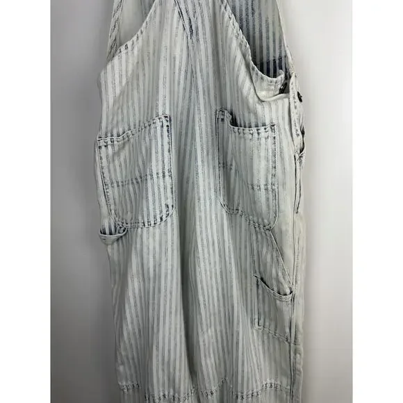 Faherty Topsail Bib Overall Railroad Stripe Blue White *Stained Distressed Small - Picture 11 of 16